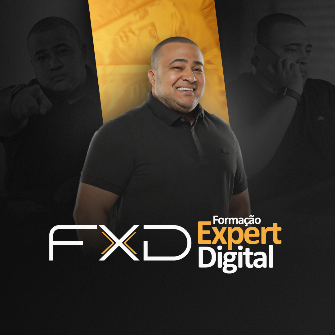 Capa oficial do curso de Thiago Barboza escrito "FXD - Formação Expert Digital".